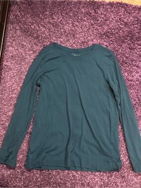 Simply Vera Vera Wang Dark Teal Ribbed Crewneck Top Size XL